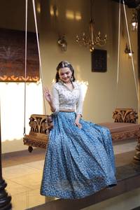 <b>Indian</b> Ethnic Designer Skirt <b>Top</b> Lehenga Choli for Navratri Collection for Women Fancy Trendy Outfit in Beads Embroidery Work - Product Image 4
