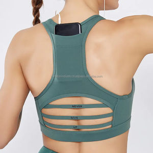 Soutien-gorge de sport vert au design personnalisé pour femmes hauts de sport dos nu respirants pour Fitness vêtements unis en gros - Product Image 3