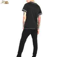 Camiseta de Béisbol Personalizada para Hombre con Estampado de Letras, 100% Poliéster, Anti-UV y de Secado Rápido, Sublimación Negra, Precio Económico