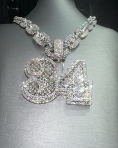 Pendentif personnalisé en moissanite Ice Out avec numéro porte-bonheur, pendentif en moissanite VVS personnalisé pour bijoux de rappeur hip-hop pour hommes - Product Image 4