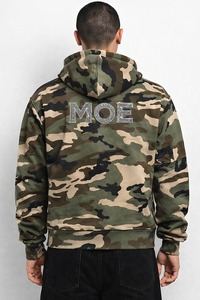 Sudadera con capucha de camuflaje con pedrería para hombre, estilo oversize vintage de algodón, streetwear de alto gramaje, OEM - Product Image 5