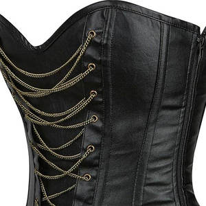 Corsé sexy de cuero para mujer, top con cremallera sobre el busto, faja moldeadora de cintura, lencería, corsé bustier, fabricante mayorista - Product Image 3