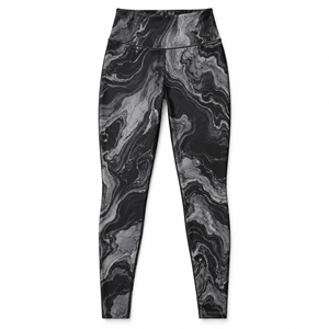 <b>Womens</b> Black <b>Grey</b> Marble Print <b>Leggings</b> High Waist Full Length Yoga Pants Gym Workout Activewear Custom Wholesale Sports Outfit - Product Image 1