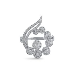 Bague de cocktail en or blanc avec fleur de diamant, bague de fiançailles de luxe pour femme - Product Image 2