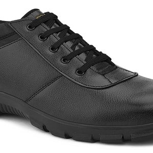 Men's Steel Toe <b>Waterproof</b> <b>Work</b> Boots Black Leather Lace-Up Safety Shoes Anti-Slip Rubber Outsole All Seasons - Product Image 4