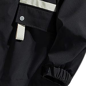 Chaqueta Polar Casual Unisex con Bordado y Bloques de Color, Cierre de Cremallera, Cuello Alto, Mangas Largas, Cálida para el Invierno - Product Image 3