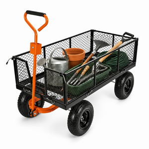 1200lbs Heavy Duty Garden <b>Cart</b> Utility Wagon with Steel Mesh Bed & 10" Pneumatic Tires <b>for</b> Yard & Landscaping Vietnam ODGGAD011 - Product Image 1