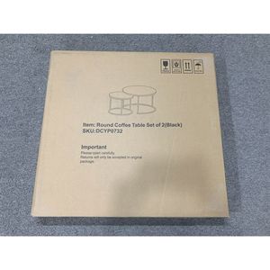 Nesting <b>Coffee</b> <b>Table</b> <b>Set</b> of 2 27.6inch Wood <b>Marble</b> Pattern Top Sturdy Metal Frame End & Side <b>Table</b> - Product Image 5