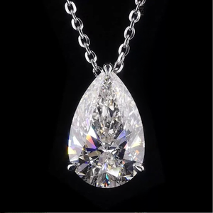 Nouveau design, collier pendentif en forme de poire avec diamant de laboratoire, chaîne de fiançailles en or blanc - Product Image 3