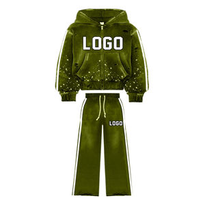 Conjunto Deportivo Y2K para Mujer con Pedrería, Sudadera con Cierre y Pantalones Anchos, Atuendo Casual de Dos Piezas, 100% Algodón Ecológico - Product Image 5