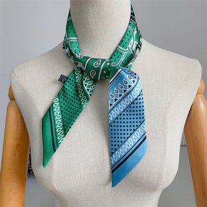Double Colored Paisley Twill <b>Silk</b> Scarf New Brand Design Luxury Scarf Women Foulard Skinny Bag Scarves Neckerchief Hair <b>Headband</b> - Product Image 2