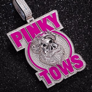 Colgante de cerdo de dibujos animados Pinky Tows, plata 925 con baño de rodio, moissanita, dije temático de hip-hop, unisex, para uso diario - Product Image 2