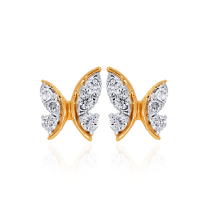 18K Gold Open Butterfly Round Diamond <b>Stud</b> <b>Earrings</b> Round Cut Lab Grown Diamond Fashion Jewelry Gift for Her - Product Image 1