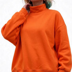 เสื้อสเวตเชิ้ตคอเต่าผ้าฟลีซสำหรับผู้หญิง ผ้าฝ้าย 100% เป็นมิตรกับสิ่งแวดล้อม ทรงหลวม พิมพ์ลายโลโก้ด้านหน้า เหมาะสำหรับวันหนาว - Product Image 1