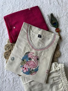 Nouvelle Arrivée Tendance : Ensemble Kurta, Pantalon et Dupatta en Pur Coton pour Femme – Dernière Collection de Kurtis de Créateur avec Salwar Kameez de Style Pakistanais, Tenue Ethnique - Product Image 4