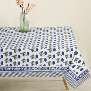 100% Cotton Floral <b>Tablecloth</b> Handmade Printed Table Cover Blue Green Decorative Dining Cloth for Home Hotel <b>Party</b> - Product Image 2