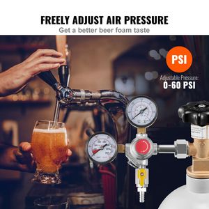Regulador de CO2 de alta resistencia con manómetro doble de 0-60 PSI y válvula de retención de latón para cerveza. - Product Image 2