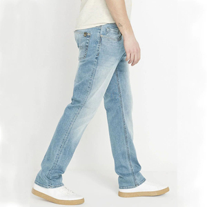 Hot Sale High Street Solid Woven <b>Men</b> Cotton Elastic Straight Light Blue Regular Fit <b>Stretched</b> Denim Jeans From Pakistan - Product Image 2
