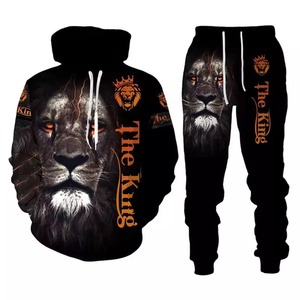 Nouvel ensemble de survêtement unisexe d'hiver tendance 100 % polyester écologique respirant antibactérien avec impression vintage de lion par sublimation - Product Image 5