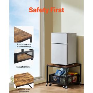 Mini Fridge Stand with Movable <b>Storage</b> <b>Cart</b> 198 Lbs Table Swivel Wheels Beverage Refrigerator Stand with <b>Storage</b> - Product Image 3