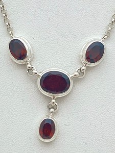 Sterling Silver Garnet Blue Topaz Drop Necklace Elegant Gemstone Jewelry Women Gift Handmade Wholesale Supplier - Product Image 5