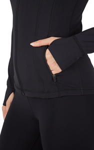 Factory Made Flexible Women's Yoga Jacket Skinny Fit Athletic Stretch Breathable Moisture Wicking Lightweight <b>Zip</b> <b>Up</b> Jackets - Product Image 5