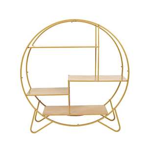 Gold Circular Metal <b>Cake</b> <b>Stand</b> <b>3</b> <b>Tier</b> Dessert Display Rack Reusable Hand Wash Only - Product Image 1