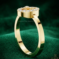 Anillo con Inicial de Diamante en Forma de O para Mujer |   Anillo de Oro Personalizado con Letra del Alfabeto en 9K, 10K, 14K y 18K |   Monograma Minimalista de Trabajo Manual con Diseño Abierto y Piedras Cultivadas en Laboratorio