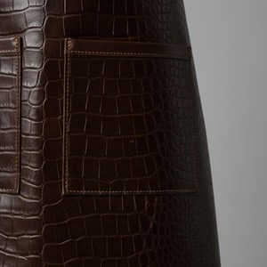 Embossed Leather Bib <b>Apron</b> Men Dark Brown Classic Multi Pocket Durable Cooking Barber <b>BBQ</b> <b>Apron</b> - Product Image 4