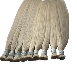 Extensiones de Cabello Natural de un Solo Donante, Color 613, Liso, con Punta Plana, para Pegar con Cinta Adhesiva o Clips, Cabello Virgen Doblemente Tramado, Ondulado - Product Image 5