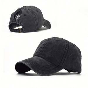 Gorra de béisbol de algodón desgastado con diseño de orificio para coleta, venta al por mayor, gorras deportivas para mujer - Product Image 6