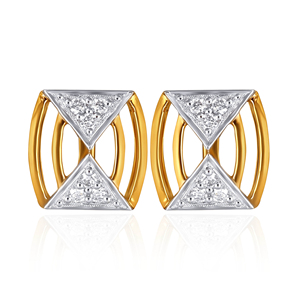 Pendientes de Oro Amarillo con Diamantes, Corte Triangular, Piedra Natural, Minimalistas, Unisex, Joyería para Uso Diario - Product Image 1