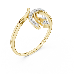 Bagues de fiançailles élégantes en or massif 14K avec diamants de laboratoire DEF VVS à double courbe et coupe ronde, vente en gros OEM - Product Image 3