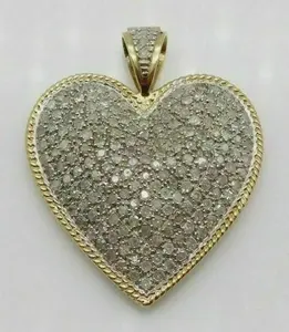 Collier pendentif cœur en moissanite, argent sterling 925 plaqué or, serti pavé, bijoux de luxe pour femmes - Product Image 3