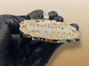 Colgante de Placa con Nombre Personalizado de Moissanita, con Incrustaciones de Diamantes de Corte Redondo en Forma de Letras, de Plata 925, Joyería Fina, Colgantes y Dijes - Product Image 4