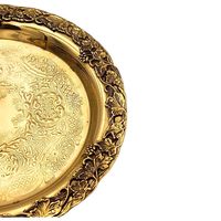 Plateau doré élégant de 13,5 pouces, motif raisin, en laiton massif véritable, fait main, épais et durable, fabriqué en Thaïlande, pour la restauration fine, souvenir, cadeau