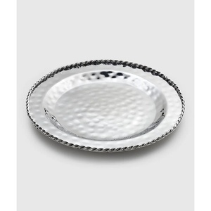 Luxury Beaded Rim Stainless Steel Oval Bowl <b>Fluted</b> Silver Metal Decorative Serving Dish Polished Pearl Edge Fruit and Snack Tray - Product Image 3