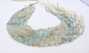 Cuentas ovaladas talladas a mano en tono aguamarina AAA de 5x7-6x8 mm, cuentas de piedras preciosas de aguamarina de 14 pulgadas para la fabricación de joyería. - Product Image 4