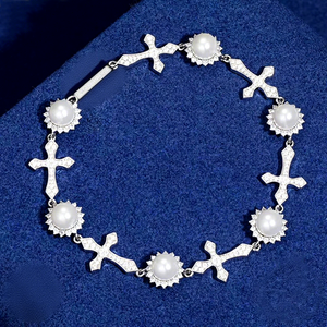 Bracelet tendance en or avec perles et diamants de laboratoire, bijoux fins de mariée haut de gamme, faits à la main, vente en gros B2B, bracelets de luxe - Product Image 2