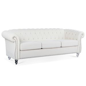 Divano Chesterfield a 3 posti con braccioli arrotolati da 84,65 pollici per soggiorno - Product Image 4