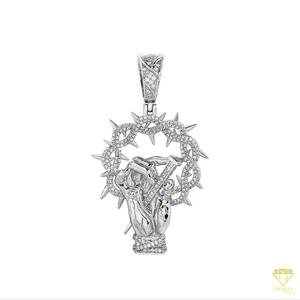 Custom Religious Pendant Necklace With VVS Moissanite Diamond and Gold Finish - Product Image 2
