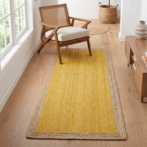 Alfombra de Yute Trenzada a Mano, Rectangular, Color Rosa Sólido, Estilo Costero, Alfombra Decorativa para Sala de Estar, Antideslizante, Pelo Corto, Fácil de Limpiar - Product Image 2