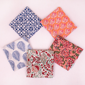 Eco-Friendly Cotton Floral Hand Block Printed Breathable Airflow <b>Bandana</b> 21x21 Inches Multifunctional Unisex Summer Accessories - Product Image 3