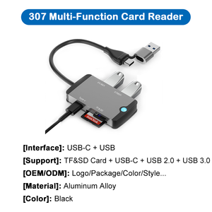 โรงงานเจยา ขายส่ง เครื่องอ่านการ์ด USB/USB-C/<span class=keywords><strong>Micro</strong></span> USB TF/<span class=keywords><strong>SD</strong></span>/MS/<span class=keywords><strong>M2</strong></span> 3-in-1/4-in-1 อลูมิเนียมอัลลอยด์อเนกประสงค์ รองรับ OEM/ODM - Product Image 5
