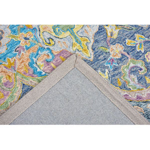 Tapis d'intérieur floral coloré tufté à la main, bleu multicolore, style persan traditionnel, pour les intérieurs modernes - Product Image 3