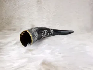 High Quality Religious Viking Drinking Horn Polished Buffalo Horn Tankard Cup Handcrafted Eco-Friendly Gifts for Him Hand Carved - Product Image 4