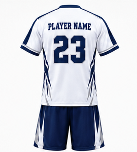 Ensemble short et maillot de lacrosse pour homme, blanc marine, 100 % polyester, imprimé par sublimation, col en V, numéro d'équipe 23, logo frontal, élastique - Product Image 2