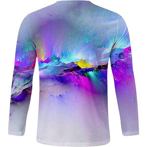 T-shirt tie-dye 100 % coton pour homme, design parfaitement unique, manches longues, coupe ample, personnalisable, populaire. - Product Image 3