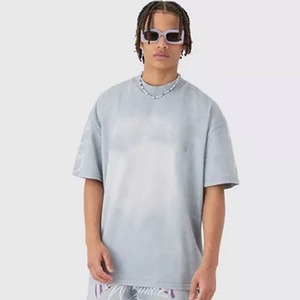 Nouvel ensemble T-shirt et short tendance streetwear délavé pour l'été, avec logo personnalisé, 100% coton, effet délavé à l'acide - Product Image 6