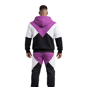 Ensemble de survêtement pour homme, couleur magenta et noir, sweat à capuche zippé et pantalon de jogging, vêtements de sport décontractés, tenue de sport, streetwear - Product Image 5